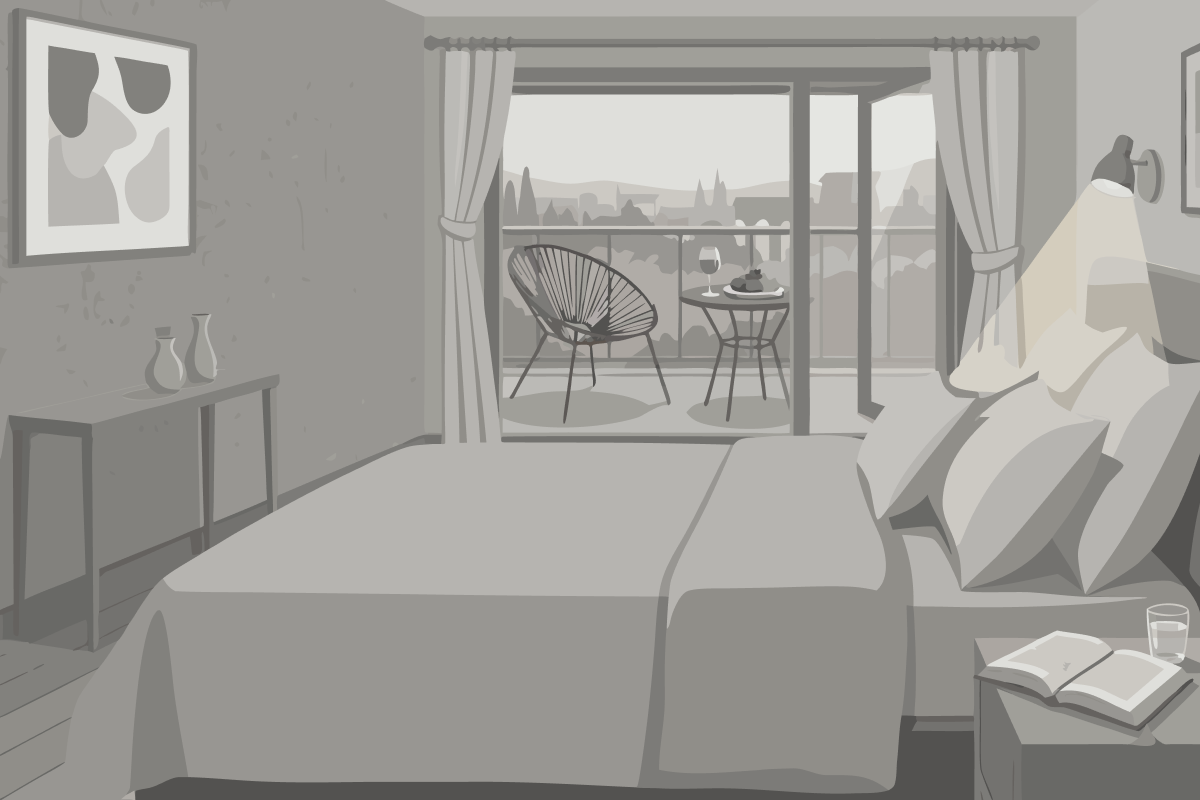 Chambre Lit King-Size - Vue sur Piscine